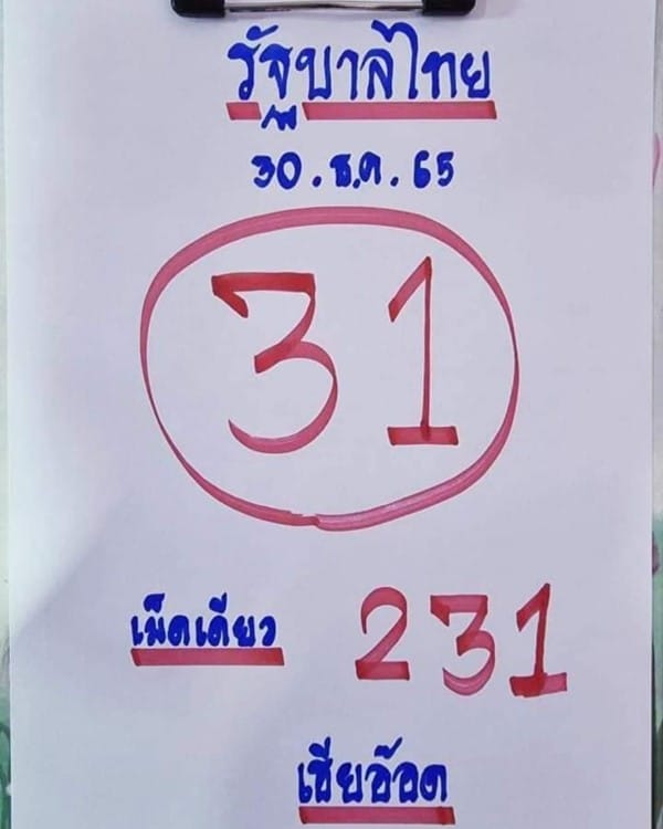 แนวทางหวยรัฐบาล เลขเด็ดหวยรัฐบาล 30 ธค 65