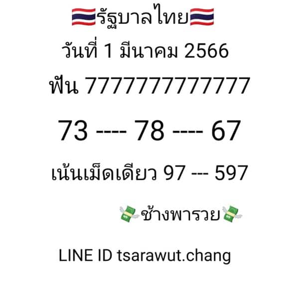 แนวทางหวยรัฐบาล เลขเด็ดหวยรัฐบาล 1 มีค 66