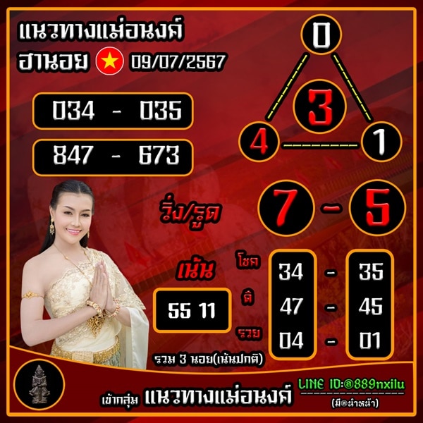 เลขเด็ดหวยฮานอย แนวทางหวยฮานอยวันนี้ 09 กค 67