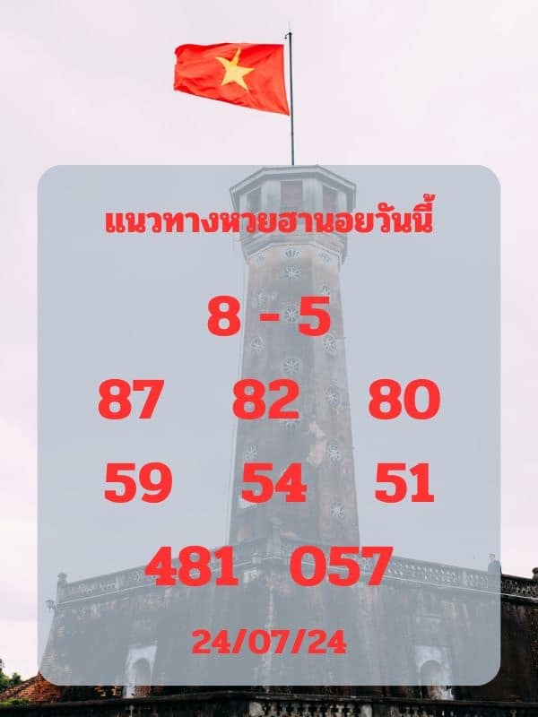 เลขเด็ดหวยฮานอย แนวทางหวยฮานอยวันนี้ 24 กค 67