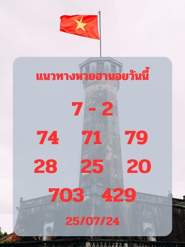 เลขเด็ดหวยฮานอย แนวทางหวยฮานอยวันนี้ 25 กค 67