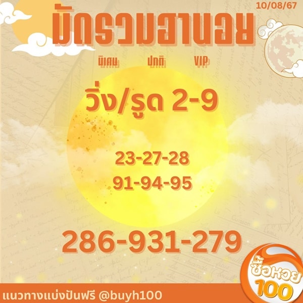 เลขเด็ดหวยฮานอย แนวทางหวยฮานอยวันนี้ 10 สค 67