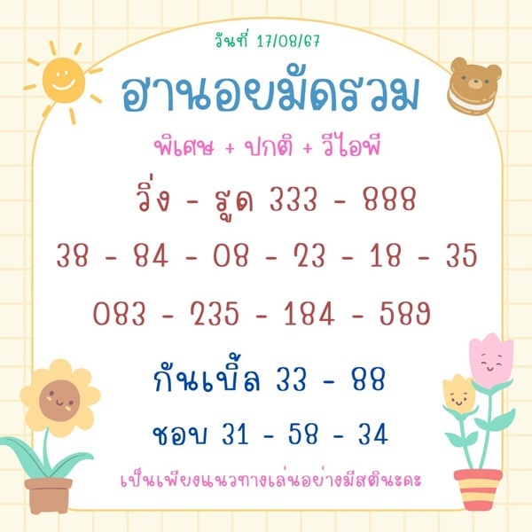 เลขเด็ดหวยฮานอย แนวทางหวยฮานอยวันนี้ 17 สค 67