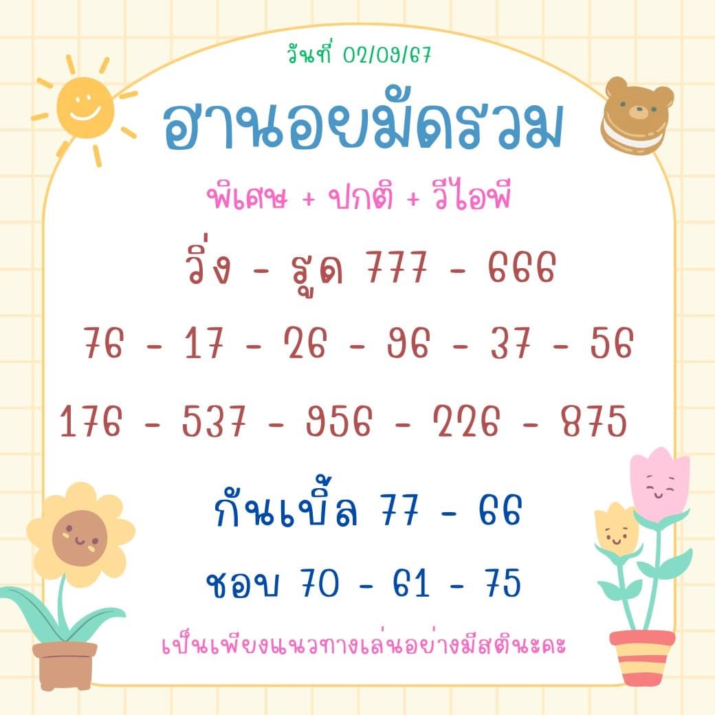 เลขเด็ดหวยฮานอย แนวทางหวยฮานอยวันนี้ 02 กย 67