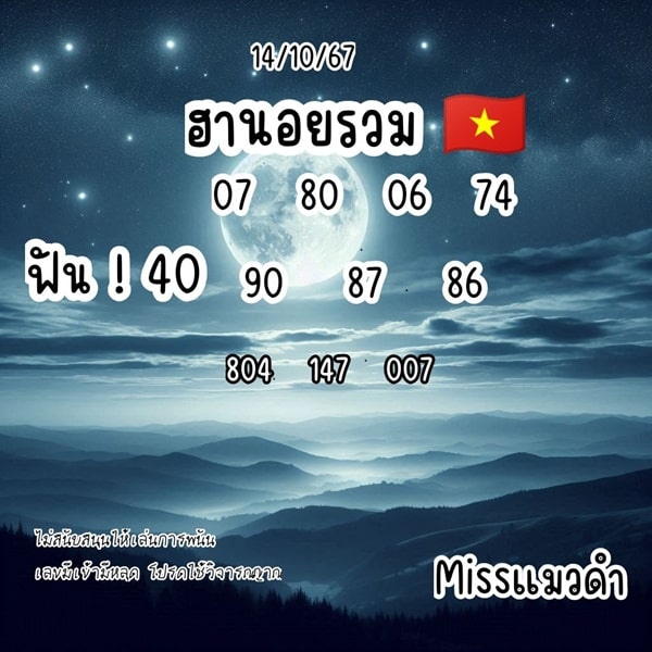 เลขเด็ดหวยฮานอย แนวทางหวยฮานอยวันนี้ 14 ตค 67